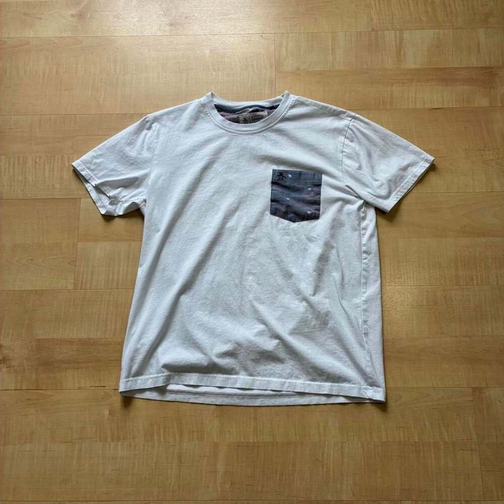 Original Penguin Football Pocket T-Shirt M White Short Sleeve Tee